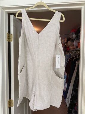 NWT Athleta Retreat Linen Romper - tan size Large